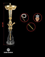 Carica immagine nella galleria Narghilè Tradizionale Al Zahra 60 cm in Ottone Lucido | Design Artigianale - Darkshisha