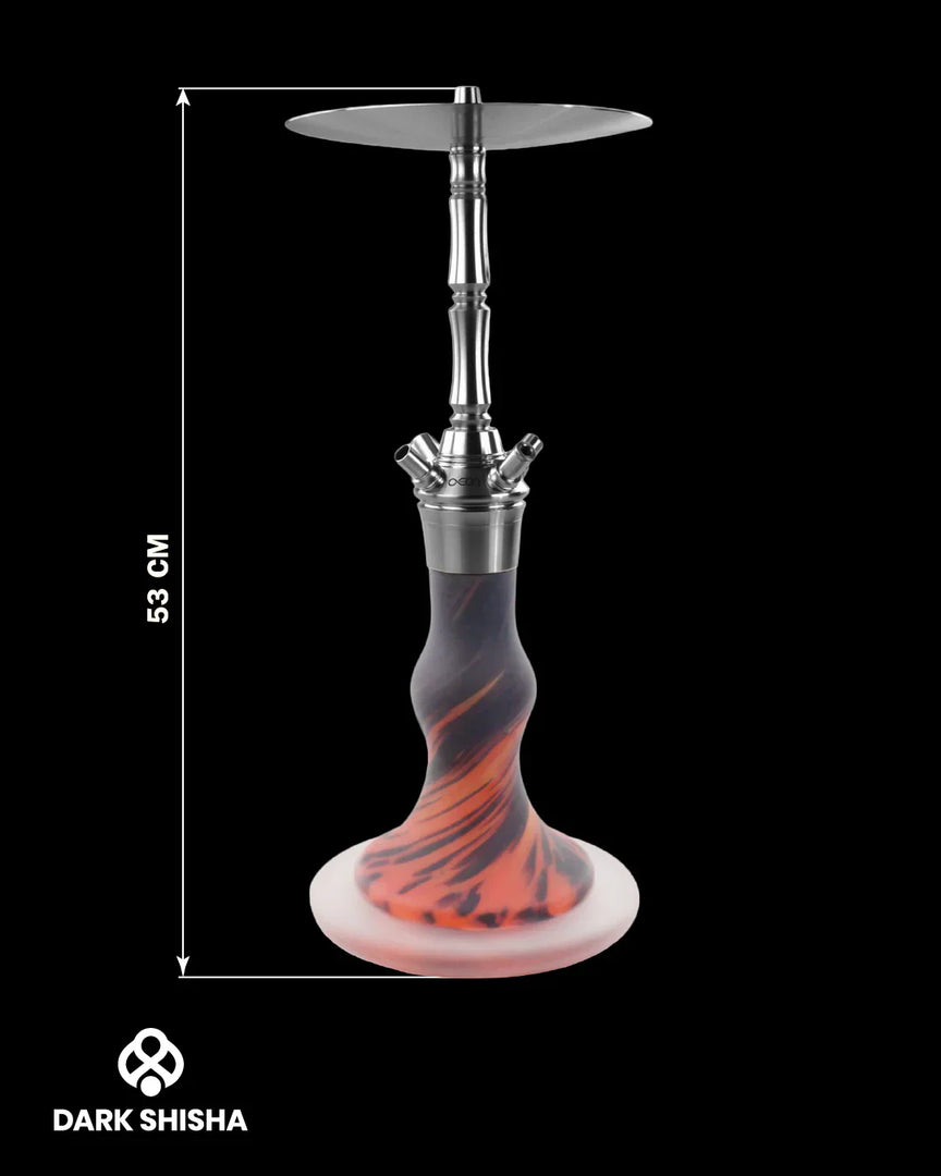 Narghilè AEON x SMOKE2U Orange 53 cm in acciaio inox con base di vetro arancione