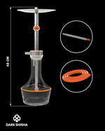 Carica immagine nella galleria Chaos Narghilè arancione in acciaio inox con base in vetro e set completo professionale