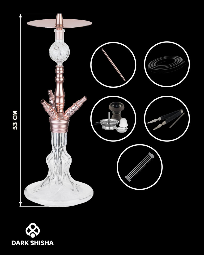 Luna Narghilè Minima 2.0 rosa in alluminio con base in vetro e set completo