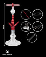 Carica immagine nella galleria Luna Narghilè Minima 2.0 rosso in alluminio con base in vetro e set completo