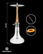 Carica immagine nella galleria Mr. Eds Narghilè E32 marrone con base in vetro chiaro e colonna in acciaio rivestita di legno