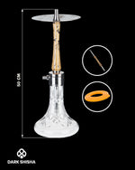Carica immagine nella galleria Mr. Eds Narghilè E32 marrone con base in vetro cristallo e colonna in acciaio rivestita di legno