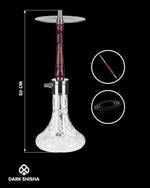 Carica immagine nella galleria Mr. Eds Narghilè E32 rosso con base in vetro cristallo e colonna in acciaio rivestita di legno