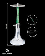 Carica immagine nella galleria Mr. Eds Narghilè E32 verde con base in vetro chiaro e colonna in acciaio rivestita di legno