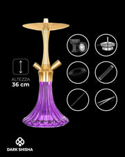 narghilè Aladin MVP A36 Gold Purple con base viola