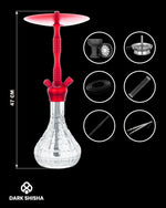 Carica immagine nella galleria Narghilè Aladin Alux M5 Rosso da 47 cm in alluminio e accessori completi