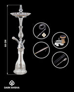 Carica immagine nella galleria Narghilè tradizionale Luna grande argento in alluminio con base in vetro soffiato a mano e set completo