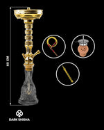 Carica immagine nella galleria Narghilè tradizionale Shams Gold 60 cm in ottone dorato con accessori completi.