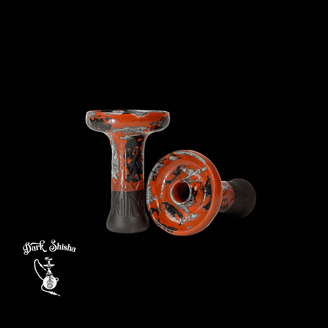 Testa per narghilè phunnel in ceramica decorata - rosso e Nero, ideale per sessioni di lunga durata - Darkshisha