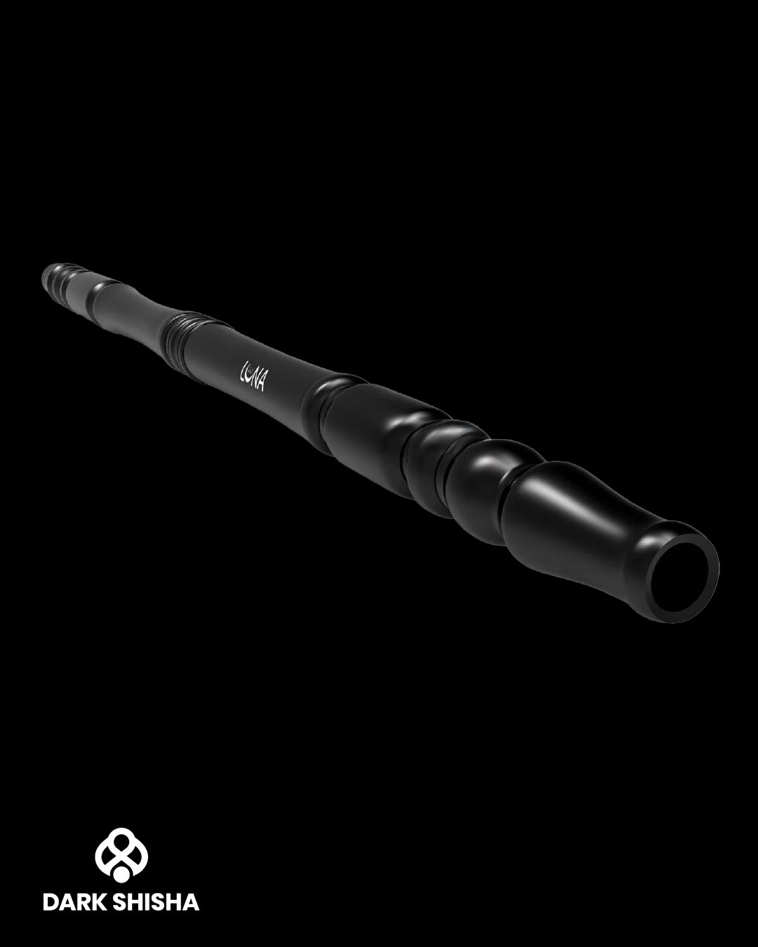 Boccaglio Luna in alluminio anodizzato colore nero opaco, leggero ed ergonomico, ideale per sessioni confortevoli con narghilè e shisha.
