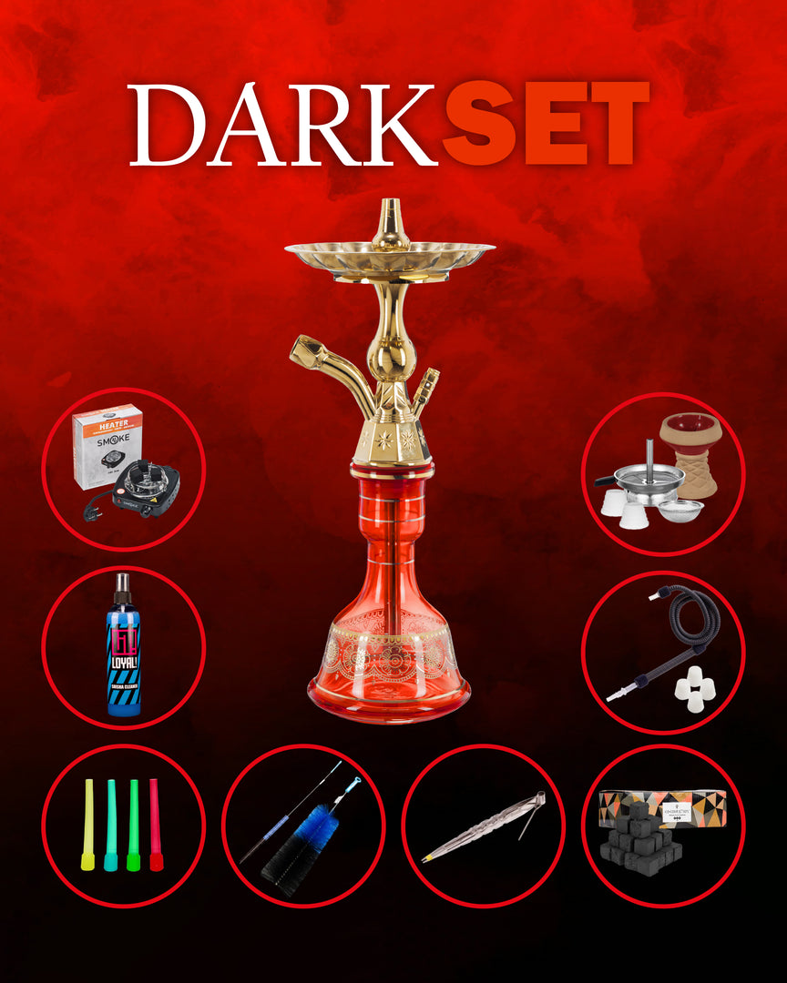 set narghilè completo Luna Rosso con carbone Cocobration e fornello elettrico