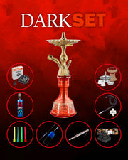 set narghilè completo Luna Rosso con carbone Cocobration e fornello elettrico