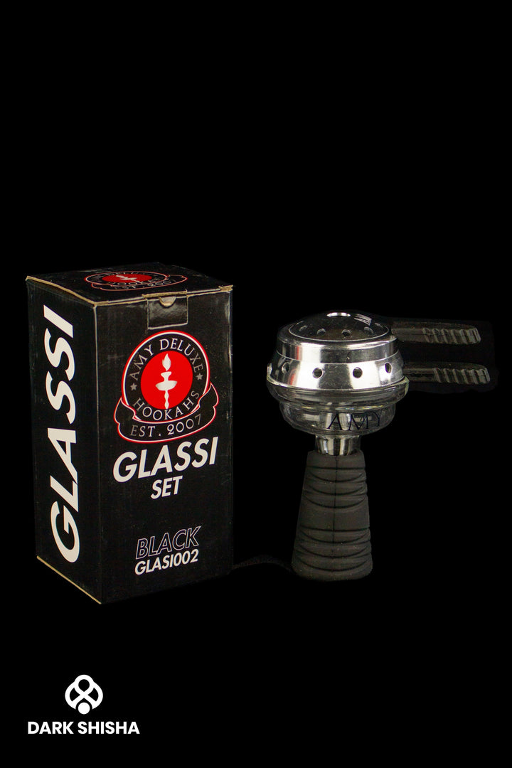 Amy Deluxe Glassi Set | Braciere in Vetro con Manico in Silicone e Smokebox Integrato - Darkshisha