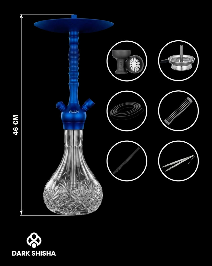 narghilè Alux M5 Aladin blu con base in vetro