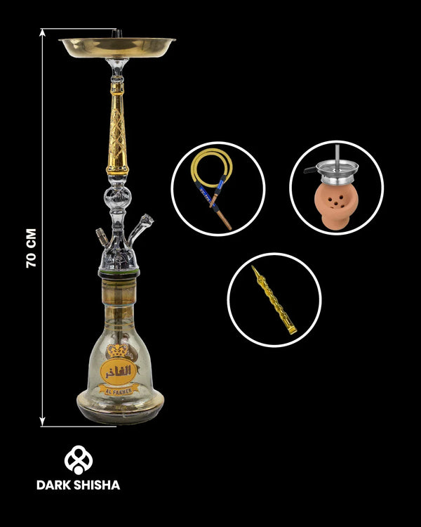 Narghilè Tradizionale Al Fakhir 70 cm Ambrato con accessori completi.