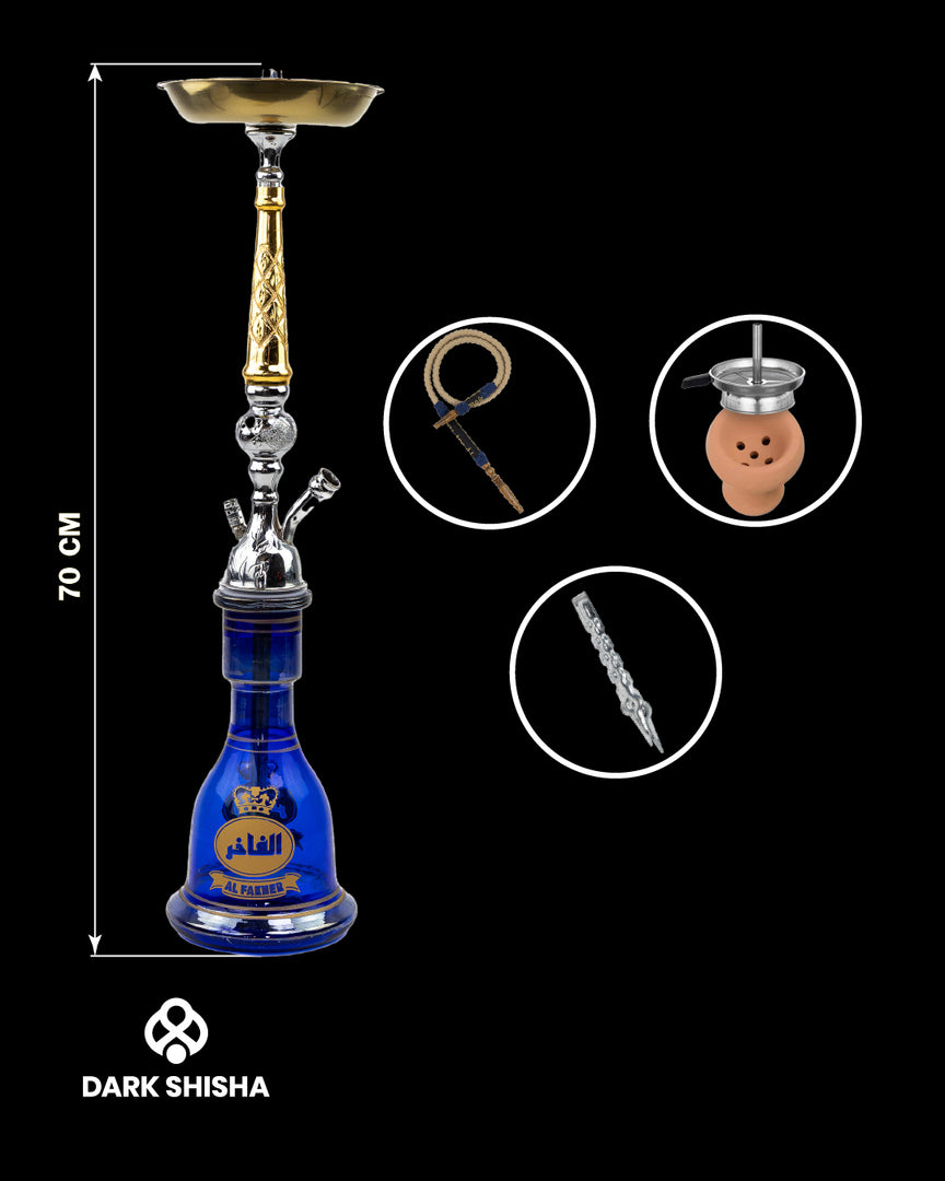 Narghilè Tradizionale Al Fakhir 70 cm | Vetro Blu Artigianale - Darkshisha