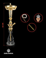 Narghilè Tradizionale Al Zahra 60 cm in Ottone Lucido | Design Artigianale - Darkshisha