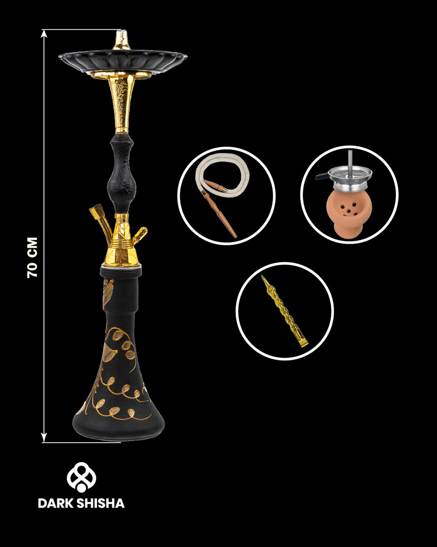 Narghilè Tradizionale Pharaoh 70 cm | Eleganza Artigianale in Ottone - Darkshisha