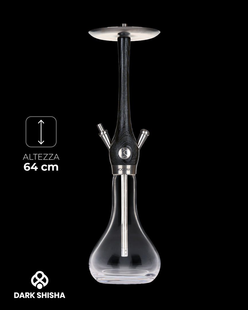 Narghilè Darkshisha NOX nero con base in vetro e altezza 64 cm