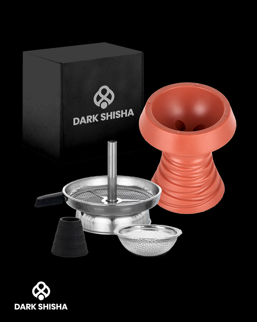 Set braciere in silicone rosso Darkshisha con accessori e confezione nera