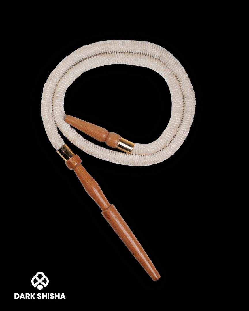 Tubo Tradizionale Al Sultan 170 cm | Camoscio Bianco e Legno per Narghilè - Darkshisha