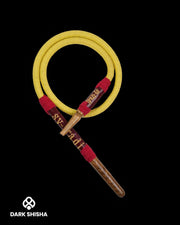 Tubo Tradizionale Sultan Lux 170 cm | Pelle Gialla con Dettagli Rossi per Narghilè - Darkshisha
