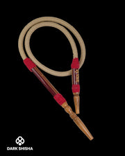 Tubo Tradizionale Sultan Lux 170 cm | Pelle Marrone con Dettagli Rossi per Narghilè - Darkshisha