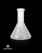 Vetro Luna Tradi Triplet per narghilè tradizionali, trasparente, decorato artigianalmente, altezza 27 cm, ampia base per stabilità ottimale.