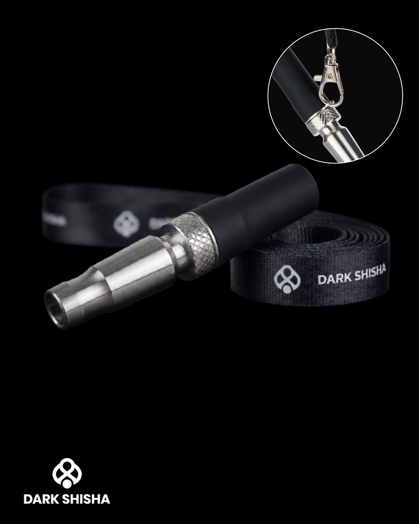 Bocchino per narghilè in metallo e silicone nero con tubo flessibile Dark Shisha