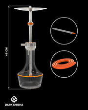 Chaos Narghilè arancione in acciaio inox con base in vetro e set completo professionale