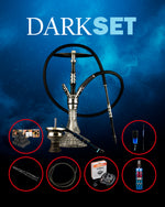 Carica immagine nella galleria Dark Set Crystalia Elektra Black/Silver – Set narghilè completo con fornello, carbone e accessori extra
