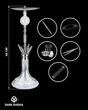 Luna Narghilè Adamaris 2.0 in acciaio inox con base in vetro e set completo