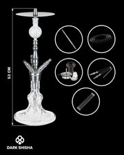 Luna Narghilè Minima 2.0 argento in alluminio con base in vetro e set completo