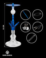 Carica immagine nella galleria Luna Narghilè Minima 2.0 blu in alluminio con base in vetro e set completo
