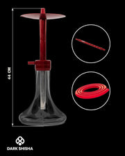 Narghilè rosso Mr. Eds E29 Boss in alluminio con base in vetro soffiato a mano e design moderno professionale