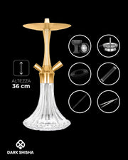 narghilè Aladin MVP A36 Gold Clear Pattern con base in vetro trasparente