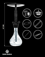 Narghilè Aladin Alux M5 Nero da 47 cm in alluminio e accessori completi