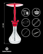 Narghilè Aladin Alux M5 Rosso da 47 cm in alluminio e accessori completi