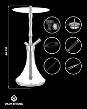 Narghilè Aladin MVP 460 M1 Clear da 46 cm in acciaio inox con base in vetro trasparente e set completo di accessori inclusi