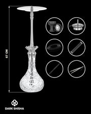 Narghilè Aladin MVP 670 Dot da 67 cm in acciaio inox con base in vetro e set completo di accessori