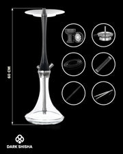 Narghilè Aladin Valentino Full Carbon con base in vetro trasparente e accessori inclusi