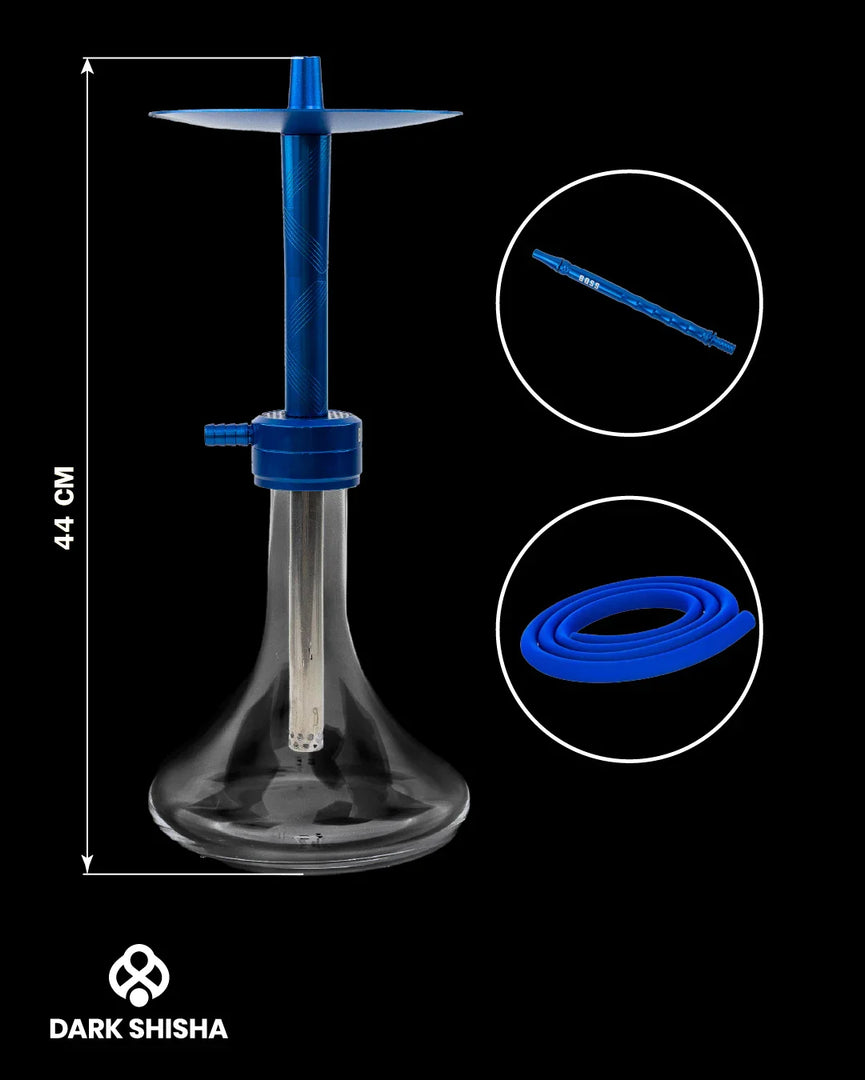 Narghilè Mr. Eds E29 Boss Blu in alluminio alto 44 cm con boccaglio e tubo in silicone