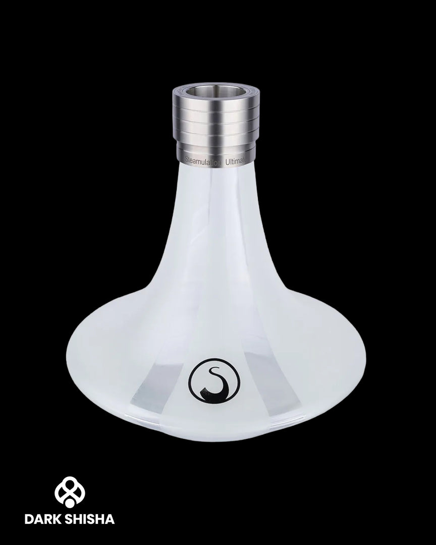 Base in vetro Steamulation Ultimate white Matt Metallic per narghilè