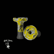 Testa per narghilè phunnel in ceramica decorata - Giallo e Nero, ideale per sessioni di lunga durata - Darkshisha